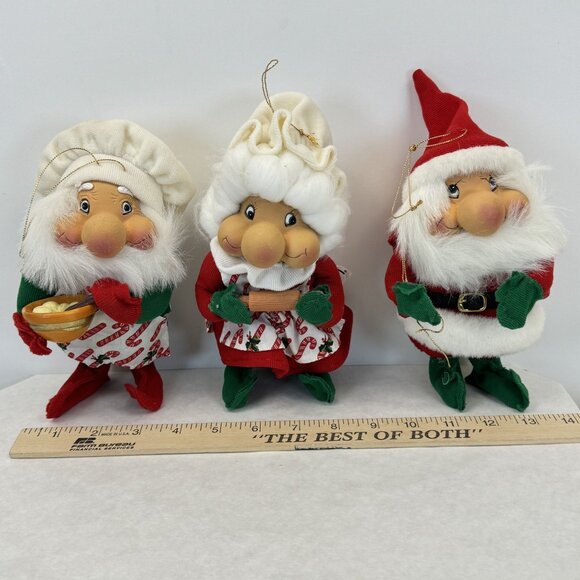 Vintage Santas Best Rennoc Santakins Christmas Elf Gnome Ornaments Set Of 3 - Picture 14 of 15